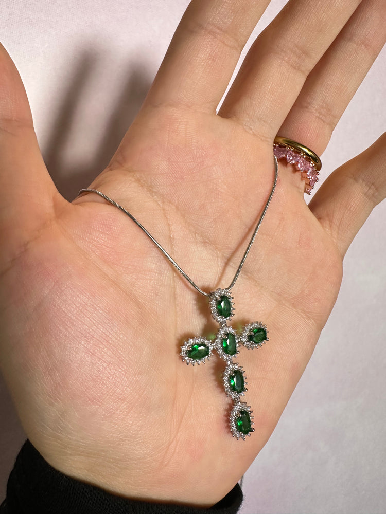 
                  
                    Emerald Stone Cross Necklace
                  
                