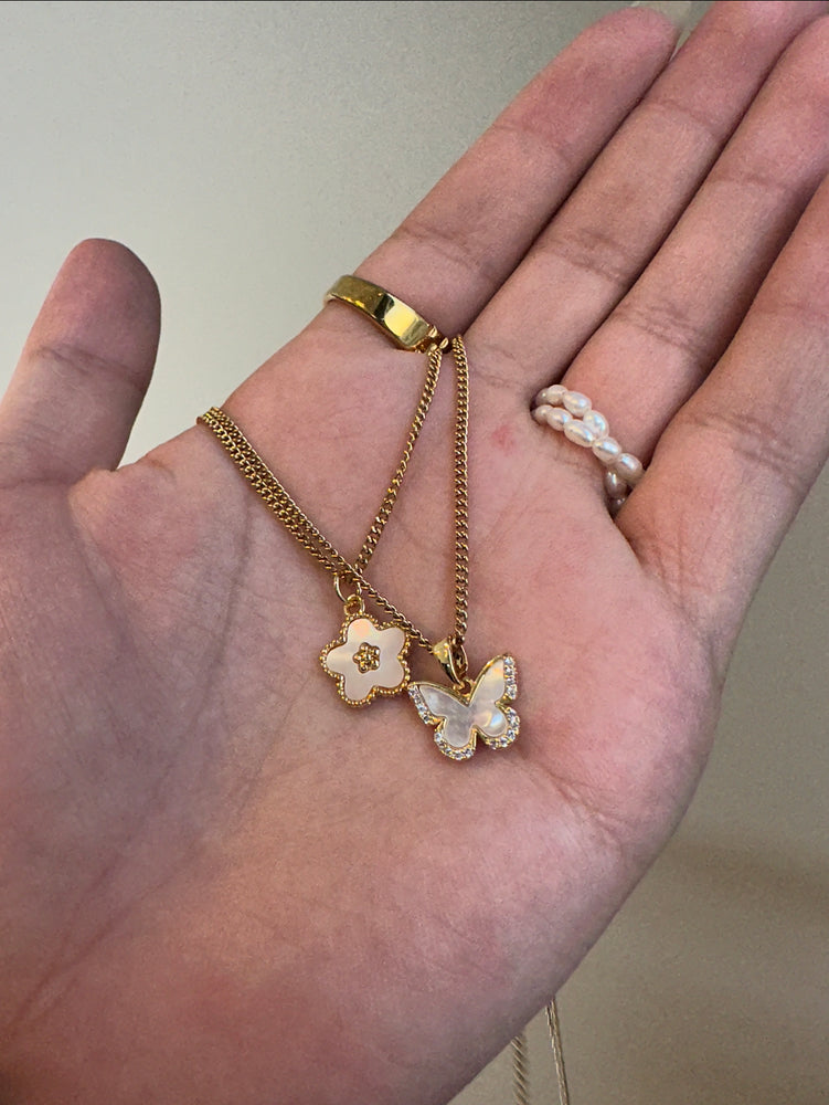 
                  
                    Dainty Daisy and Butterfly Shell Necklace
                  
                