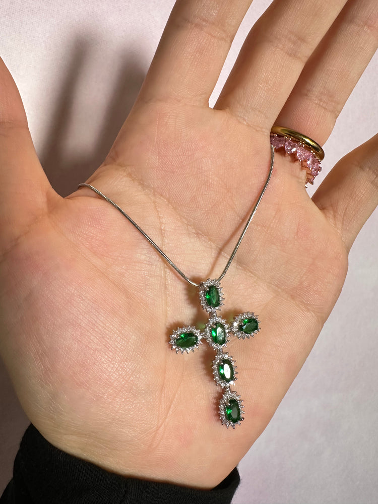 
                  
                    Emerald Stone Cross Necklace
                  
                