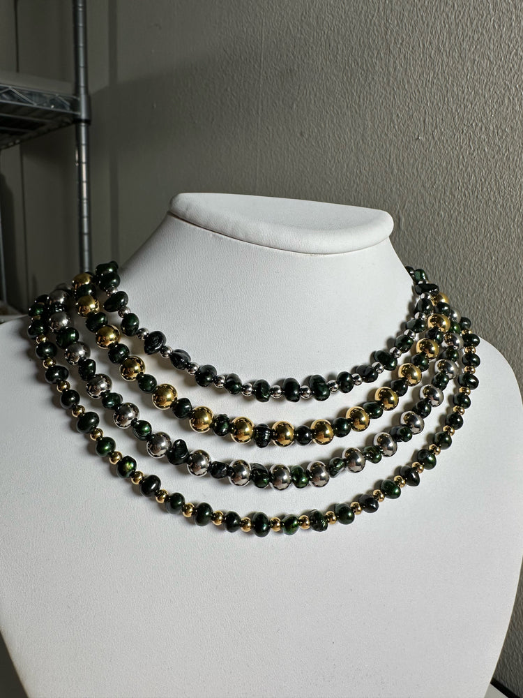 Emerald Pearl Bead Necklace