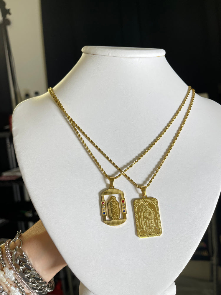 Golden Virgin Mary Rope Necklace