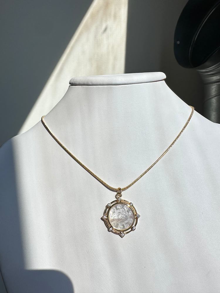 
                  
                    Mother Pearl Evil Eye Coin Necklace
                  
                