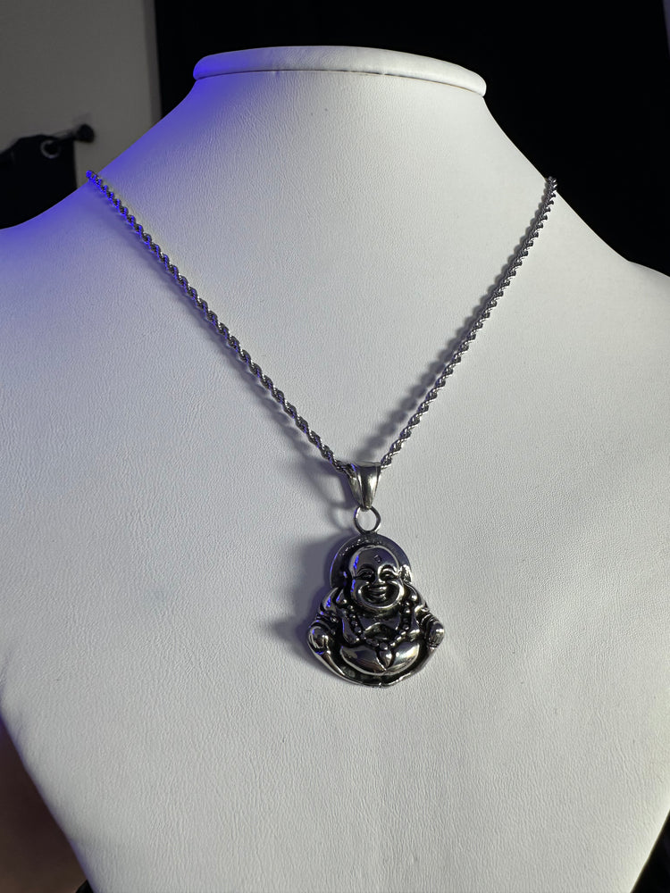 Silver Buddha Rope Necklace