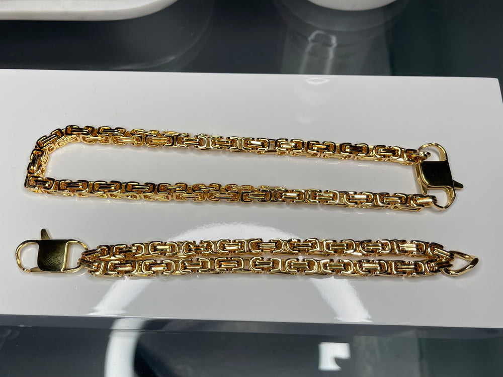 Gold Cube Link Necklace Bracelet