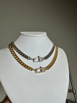 
                  
                    Iced Clasp Curb Necklace
                  
                
