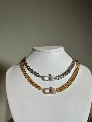 
                  
                    Iced Clasp Curb Necklace
                  
                